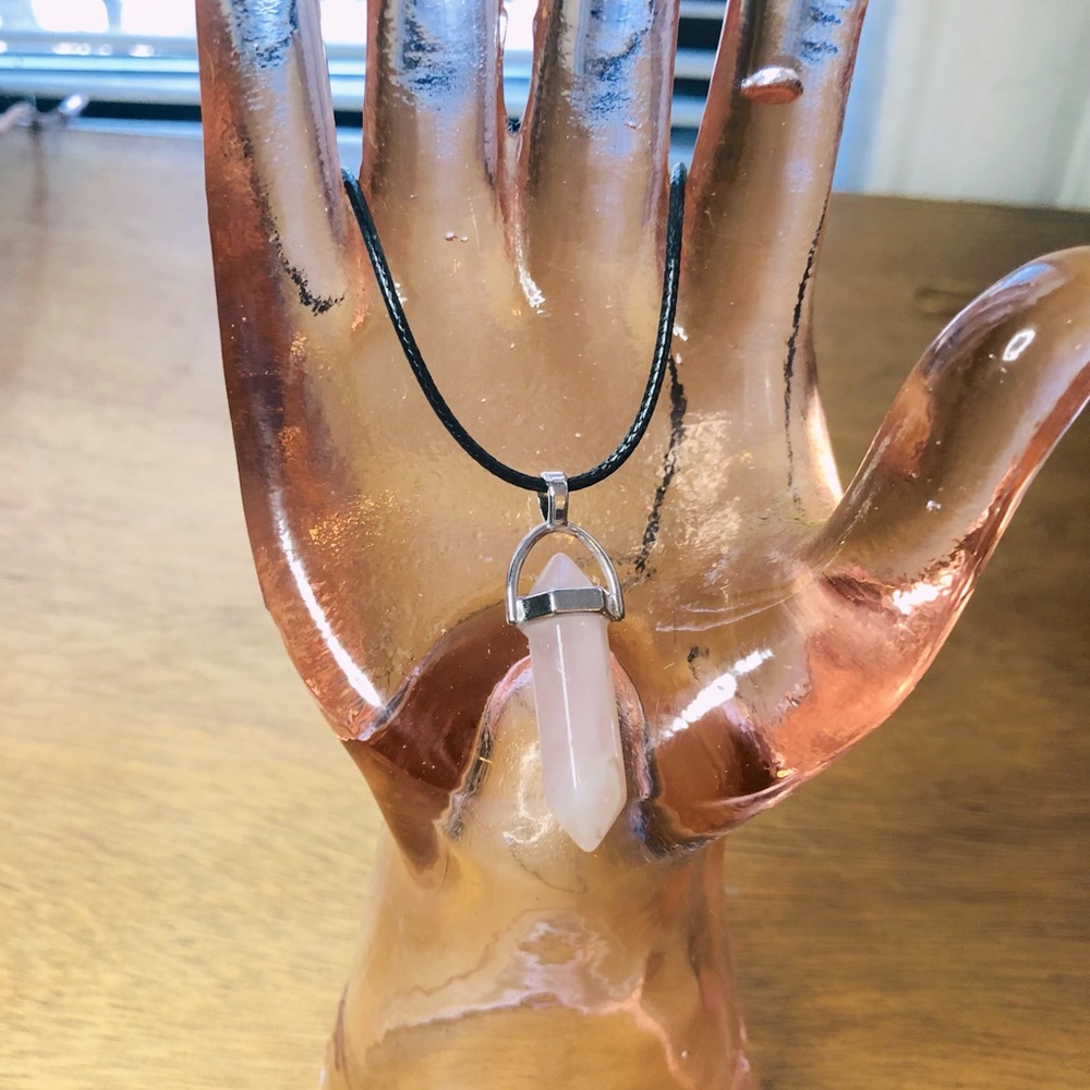 SOLD: FREE WHEN BUNDLED - Pink Quartz Crystal Pendant Necklace Witch Vibes